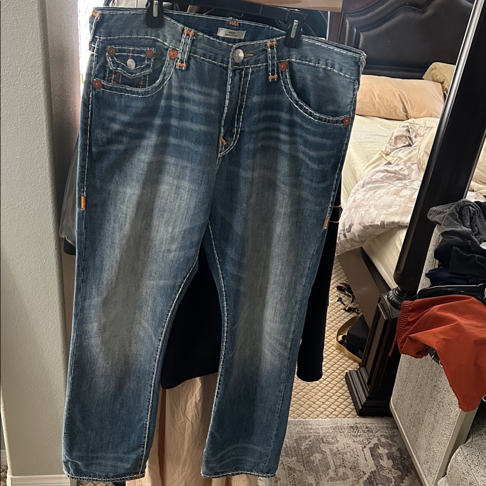 True Religion Men's Distressed Blue Jeans